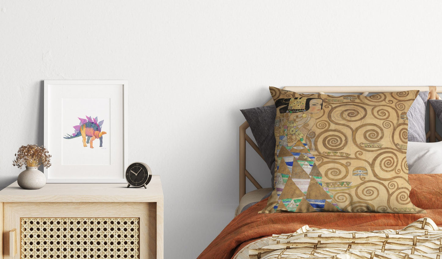 Gustav Klimt Expectation (Dancer) Throw Pillow Cover, Abstract Throw Pillow, Designer Pillow, Gold, Modern Pillow, Square Pillow