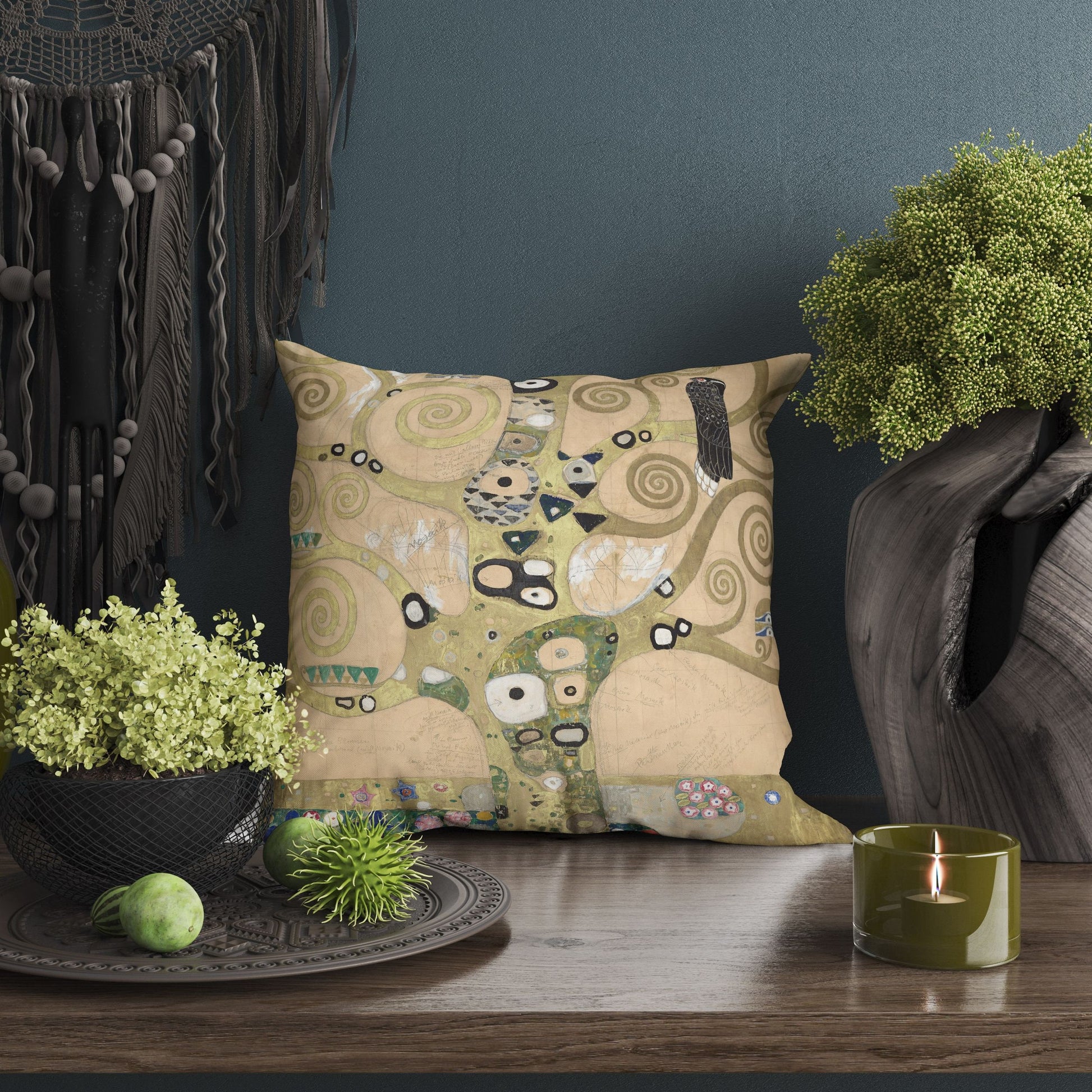 Gustav Klimt Famous Painting Tree Of Life, Pillow Case, Abstract Throw Pillow, Art Pillow, Gold, Contemporary Pillow, Large Pillow Cases