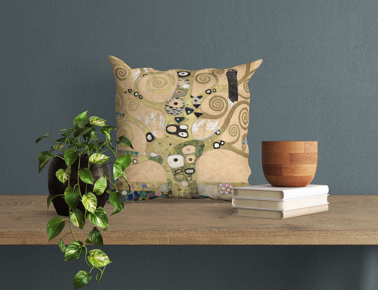 Gustav Klimt Famous Painting Tree Of Life, Pillow Case, Abstract Throw Pillow, Art Pillow, Gold, Contemporary Pillow, Large Pillow Cases