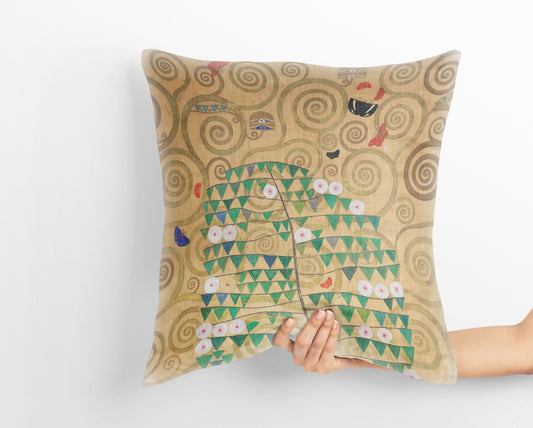 Gustav Klimt Famous Painting Rosebush, Pillow Case, Abstract Pillow, Designer Pillow, Gold, Contemporary Pillow, Large Pillow Cases