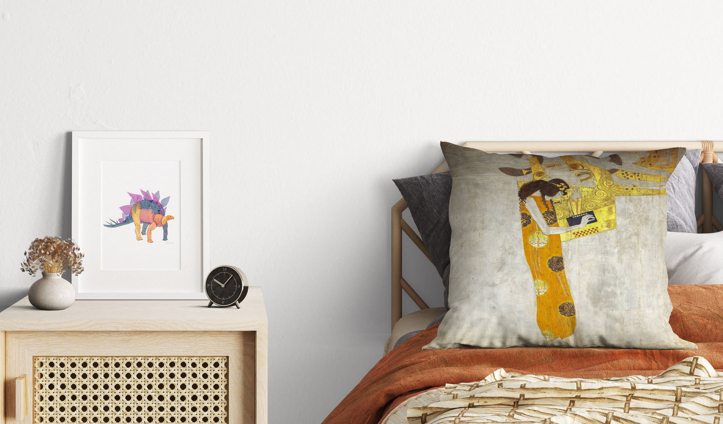 Gustav Klimt Famous Painting The Beethoven Frieze, Tapestry Pillows, Abstract Pillow, Art Pillow, Gold, Modern Pillow, Square Pillow