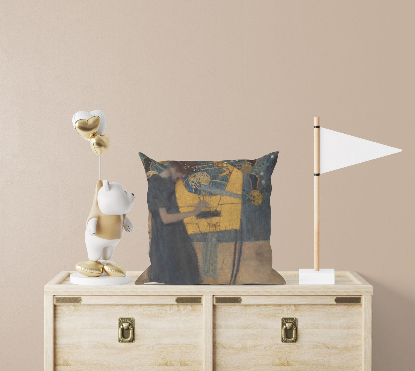 Gustav Klimt Famous Painting Music, Throw Pillow Cover, Abstract Pillow, Artist Pillow, Gold, Contemporary Pillow, Square Pillow
