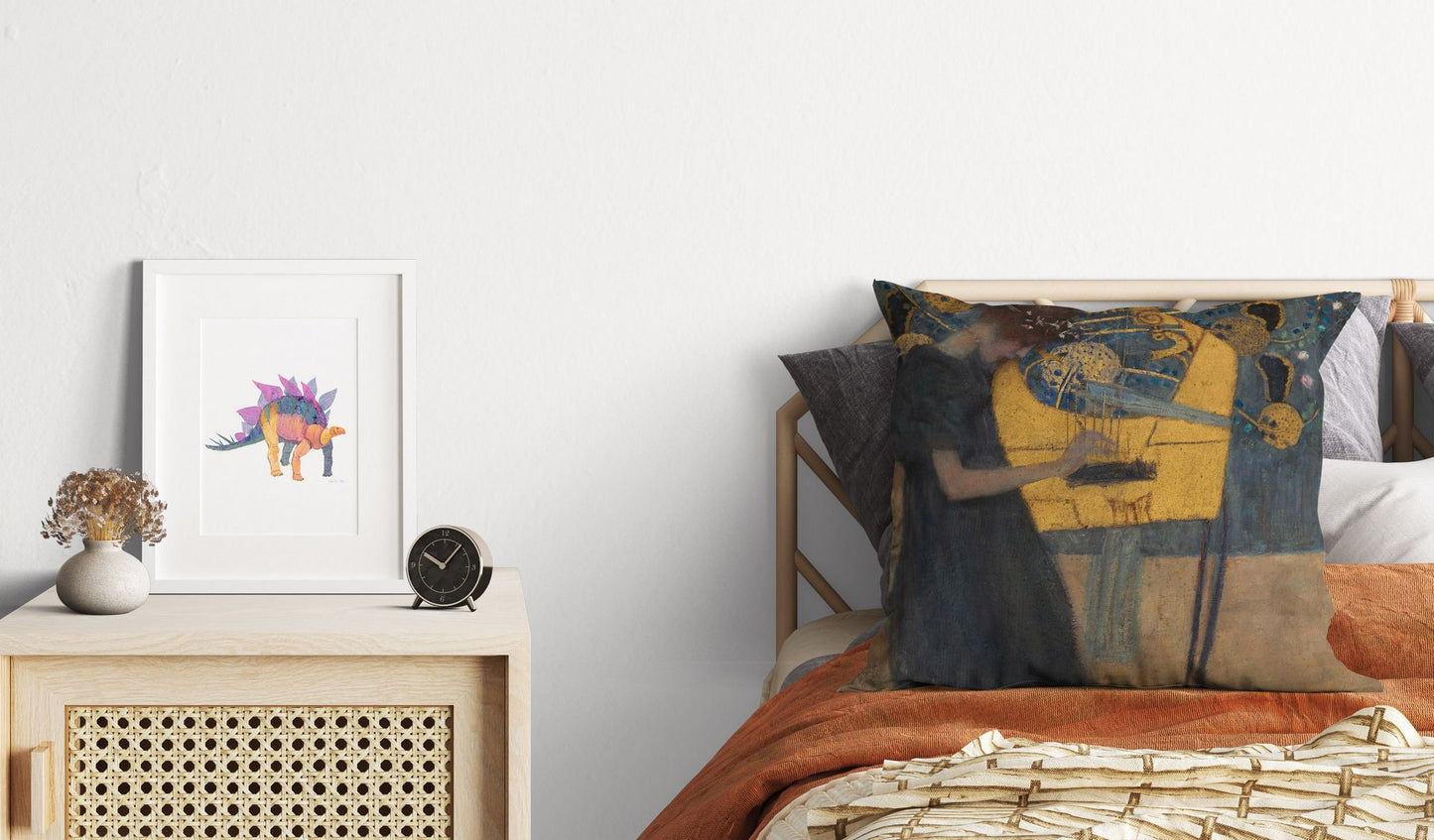 Gustav Klimt Famous Painting Music, Throw Pillow Cover, Abstract Pillow, Artist Pillow, Gold, Contemporary Pillow, Square Pillow