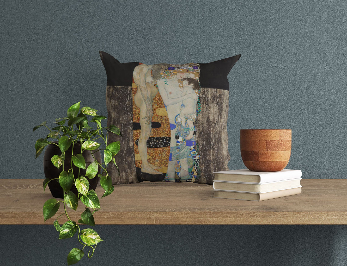 Gustav Klimt Famous Painting The Three Ages Of Woman, Throw Pillow, Abstract Throw Pillow, Artist Pillow, Gold, Art Nouveau Pillow