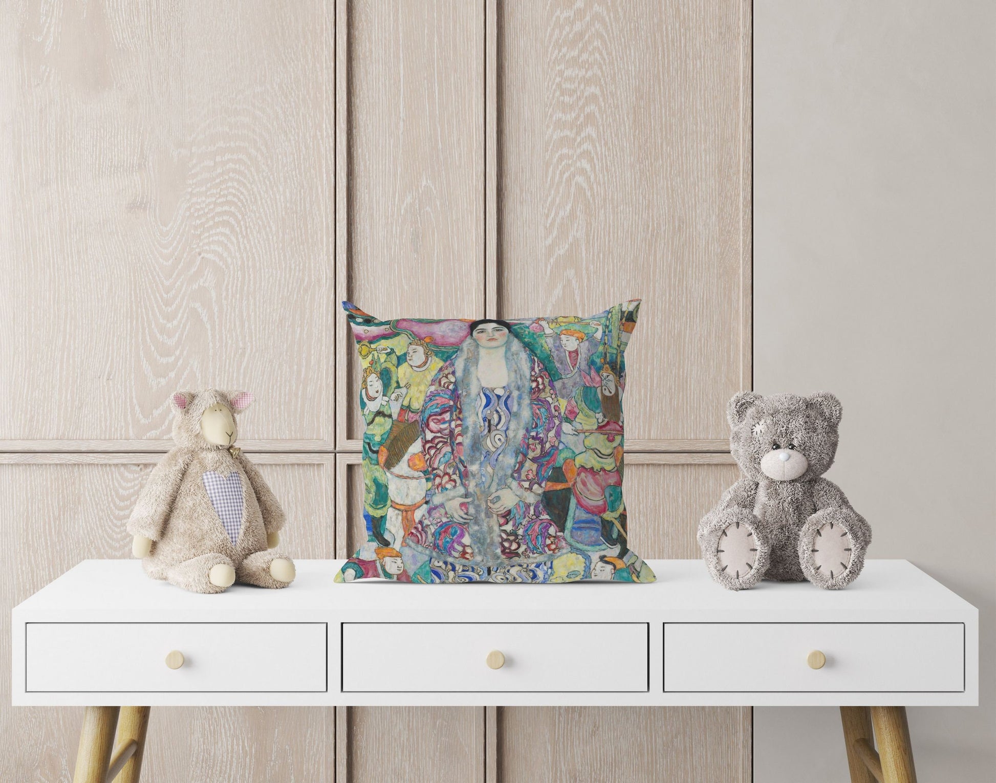 Gustav Klimt Famous Painting Portrait Of Friedericke Maria Beer, Throw Pillow, Abstract Throw Pillow Cover, Designer Pillow, Abstract Decor