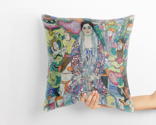 Gustav Klimt Famous Painting Portrait Of Friedericke Maria Beer, Throw Pillow, Abstract Throw Pillow Cover, Designer Pillow, Abstract Decor