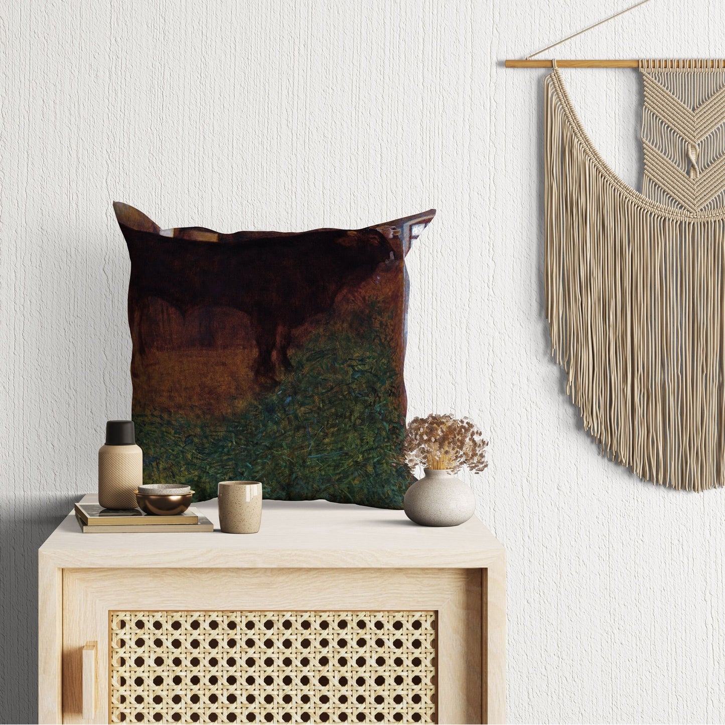 Gustav Klimt Famous Painting The Black Bull, Pillow Case, Abstract Throw Pillow, Soft Pillow Cases, Black Pillow Case, Modern Pillow