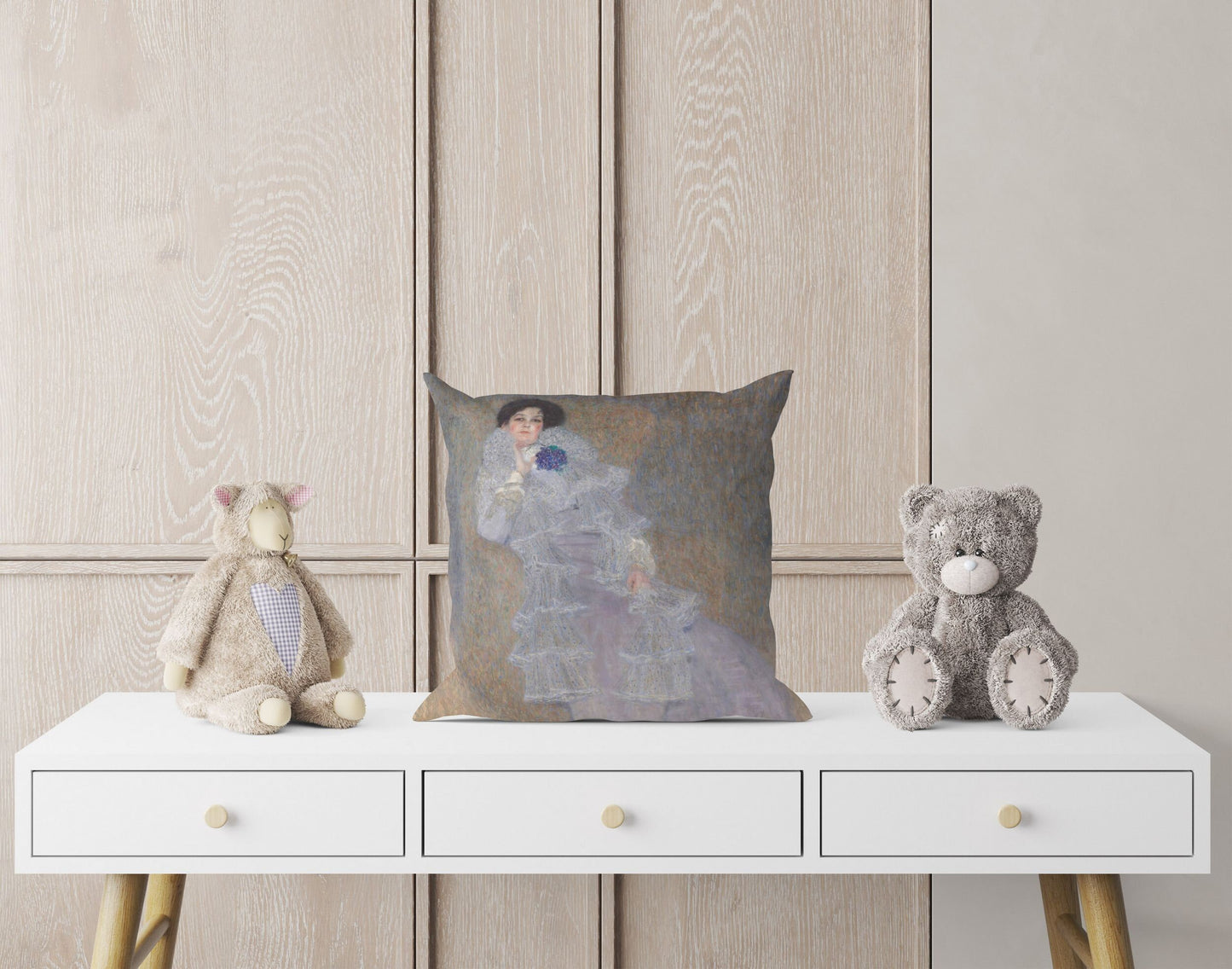 Gustav Klimt Famous Painting Portrait Of Marie Henneberg, Decorative Pillow, Abstract Throw Pillow Cover, Artist Pillow, Purple