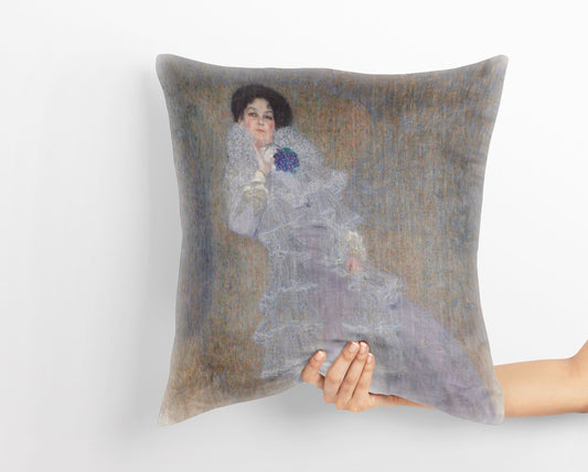 Gustav Klimt Famous Painting Portrait Of Marie Henneberg, Decorative Pillow, Abstract Throw Pillow Cover, Artist Pillow, Purple