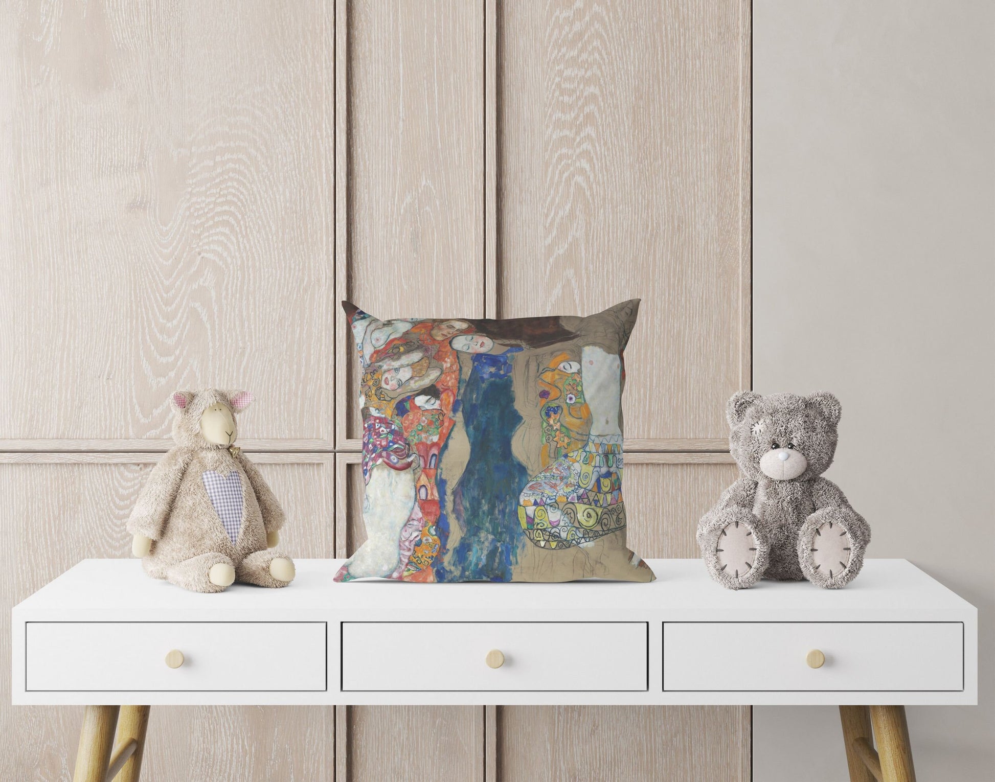 Gustave Klimt The Bride, Throw Pillow, Abstract Throw Pillow, Soft Pillow Cases, Colorful Pillow Case, Contemporary Pillow, Square Pillow