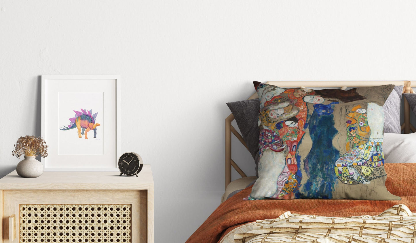 Gustave Klimt The Bride, Throw Pillow, Abstract Throw Pillow, Soft Pillow Cases, Colorful Pillow Case, Contemporary Pillow, Square Pillow