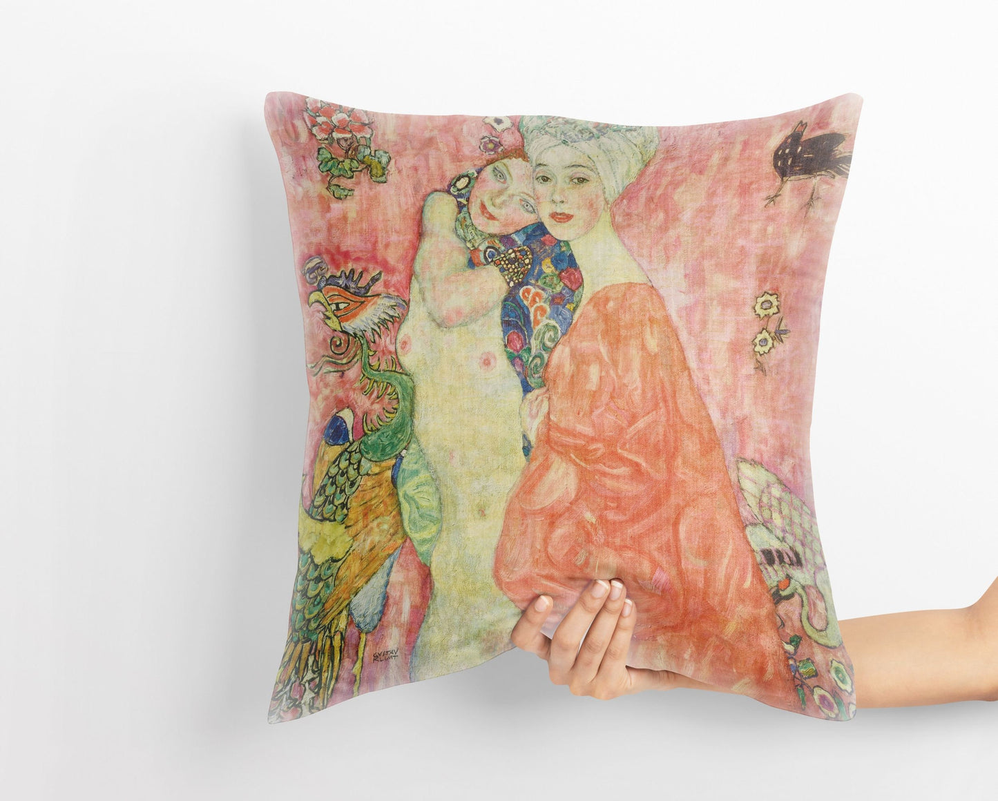 Gustave Klimt The Friends Abstract Throw Pillow Cover, Soft Pillow Cases, Colorful Pillow Case, Art Nouveau Pillow, Square Pillow