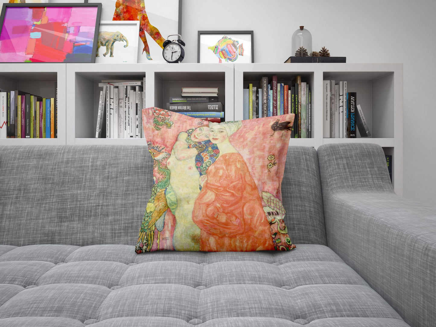 Gustave Klimt The Friends Abstract Throw Pillow Cover, Soft Pillow Cases, Colorful Pillow Case, Art Nouveau Pillow, Square Pillow