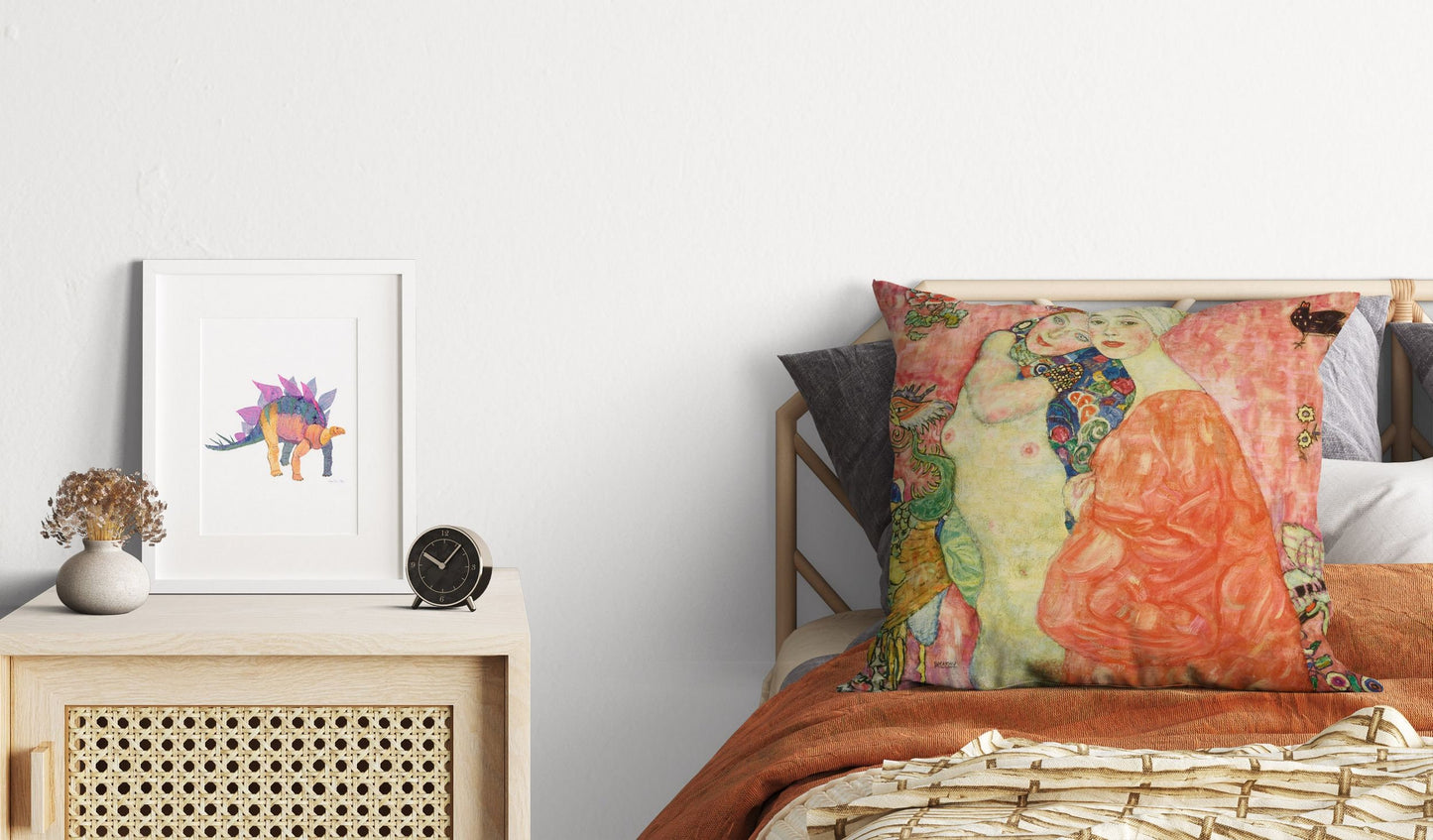 Gustave Klimt The Friends Abstract Throw Pillow Cover, Soft Pillow Cases, Colorful Pillow Case, Art Nouveau Pillow, Square Pillow