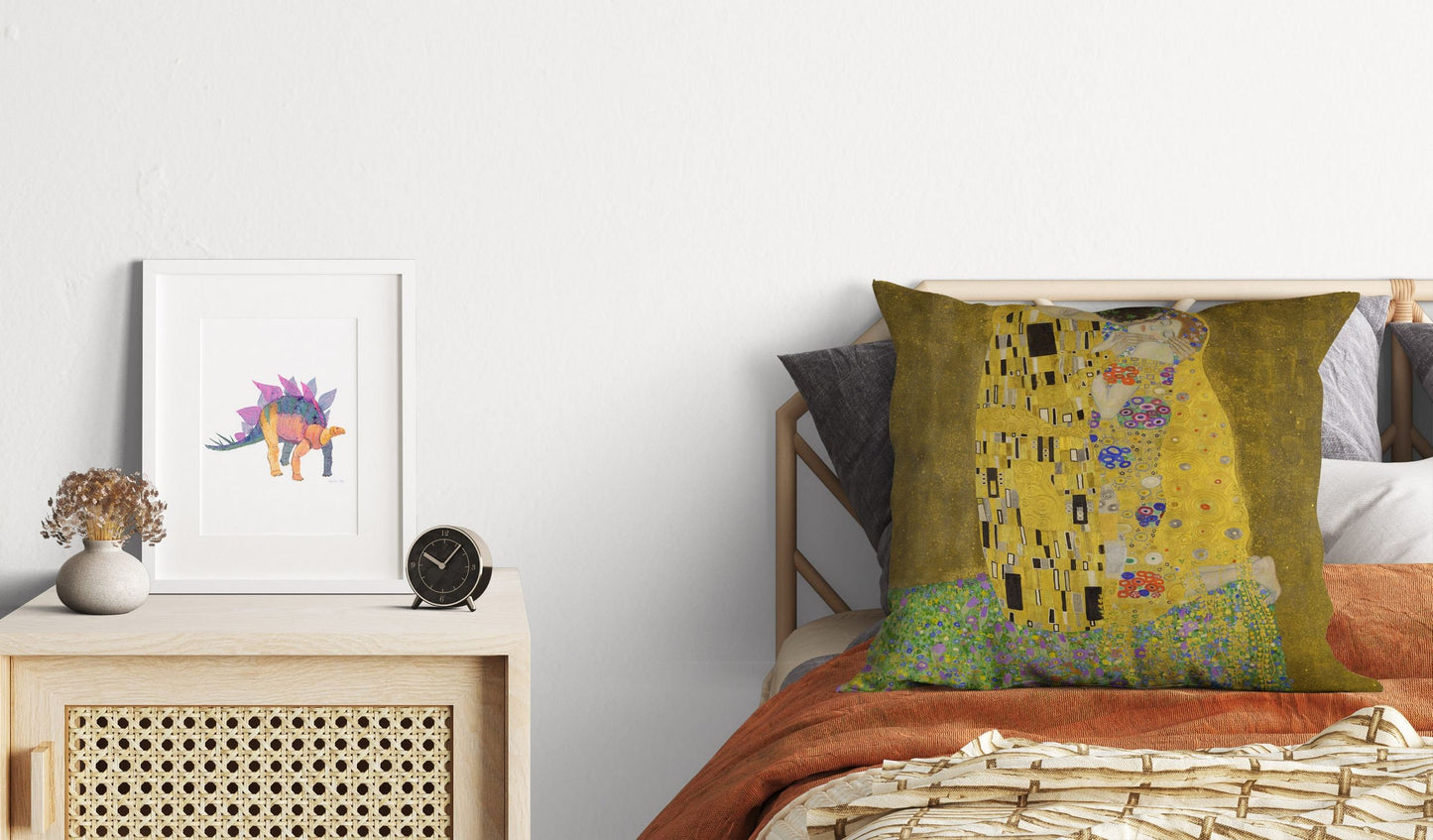 Gustave Klimt The Kiss, Decorative Pillow, Abstract Pillow, Designer Pillow, Colorful Pillow Case, Contemporary Pillow, 22X22 Pillow Cover