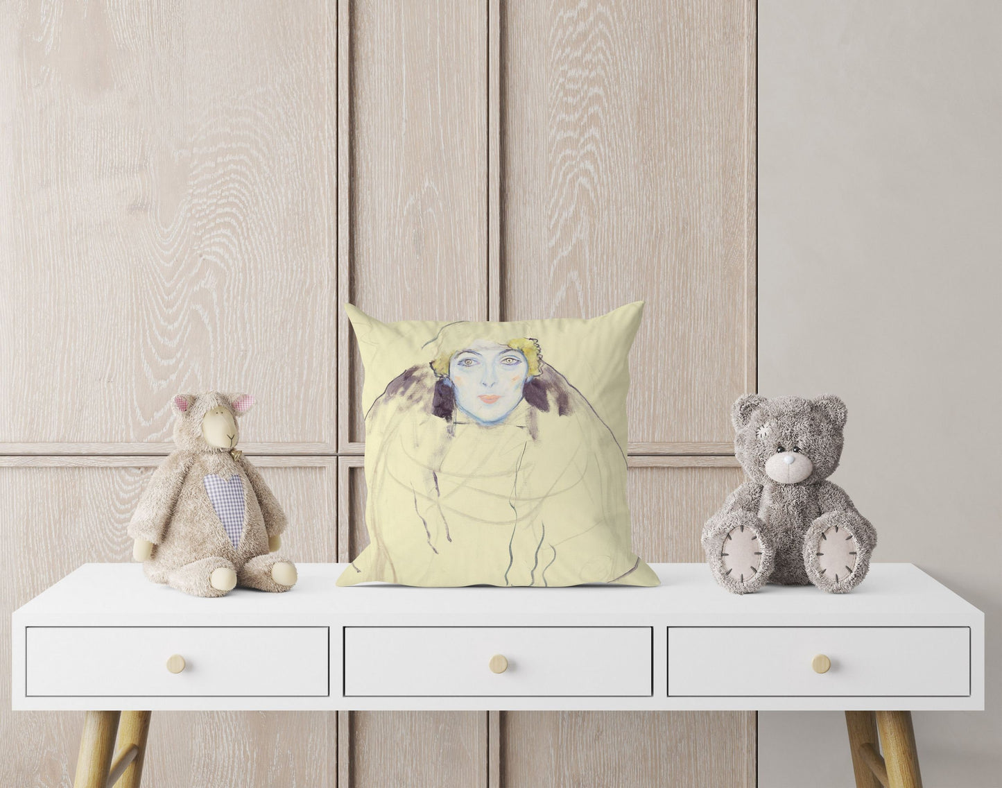 Gustave Klimt Woman'S Head, Throw Pillow, Abstract Pillow, Designer Pillow, Bright Yellow Pillow, Art Nouveau Pillow, Large Pillow Cases