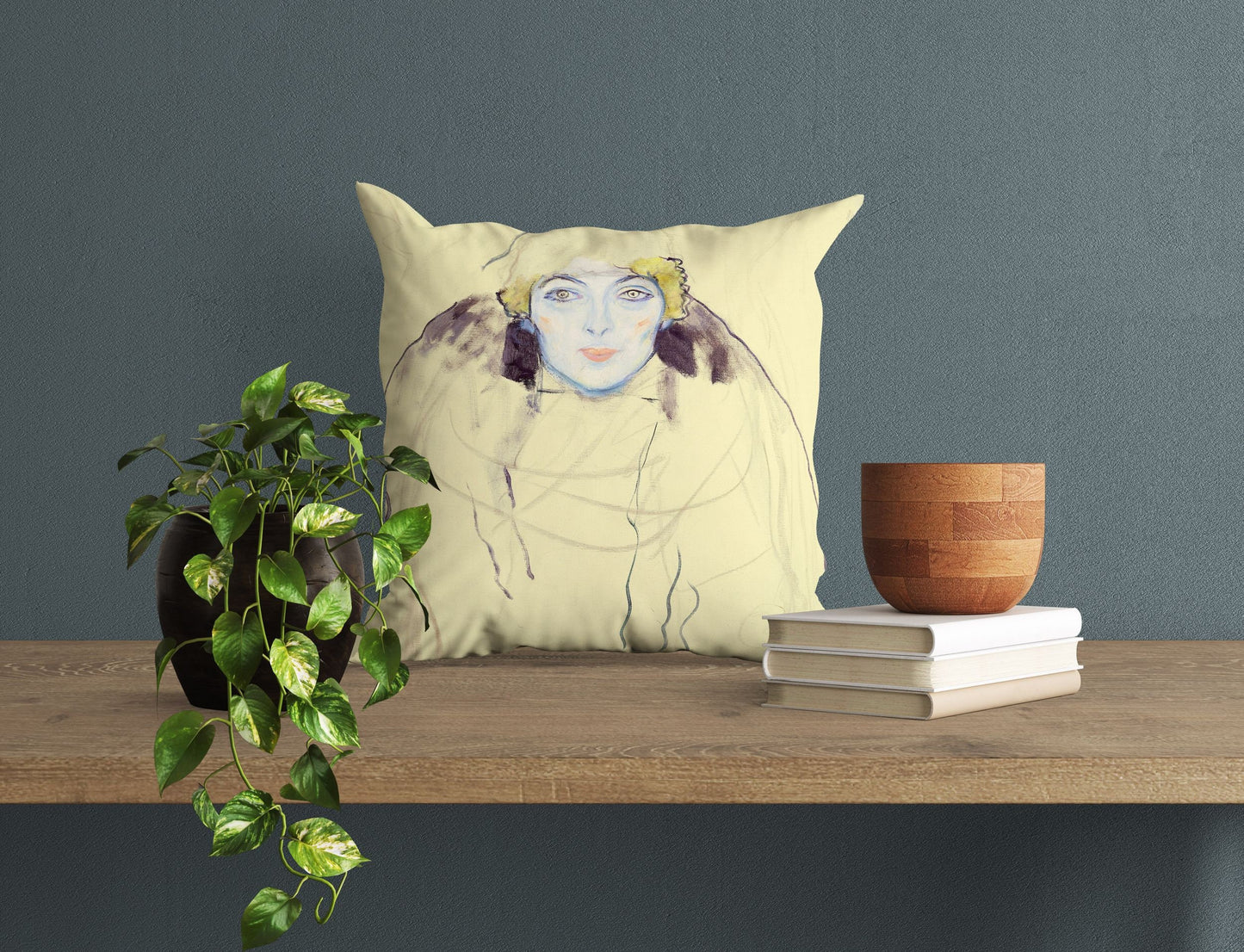 Gustave Klimt Woman'S Head, Throw Pillow, Abstract Pillow, Designer Pillow, Bright Yellow Pillow, Art Nouveau Pillow, Large Pillow Cases