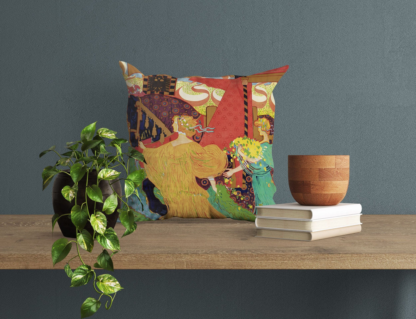 The Emperor Anniversary Pageant Vintage Throw Pillow Cover, Artist Pillow, Bright Yellow Pillow, Contemporary Pillow, Large Pillow Cases