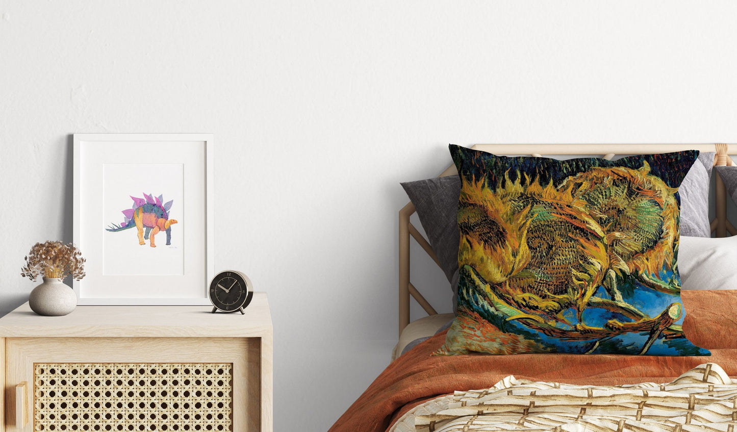 Vincent Van Gogh Four Sunflowers Famous Art, Throw Pillow, Abstract Pillow, Designer Pillow, Contemporary Pillow, Square Pillow