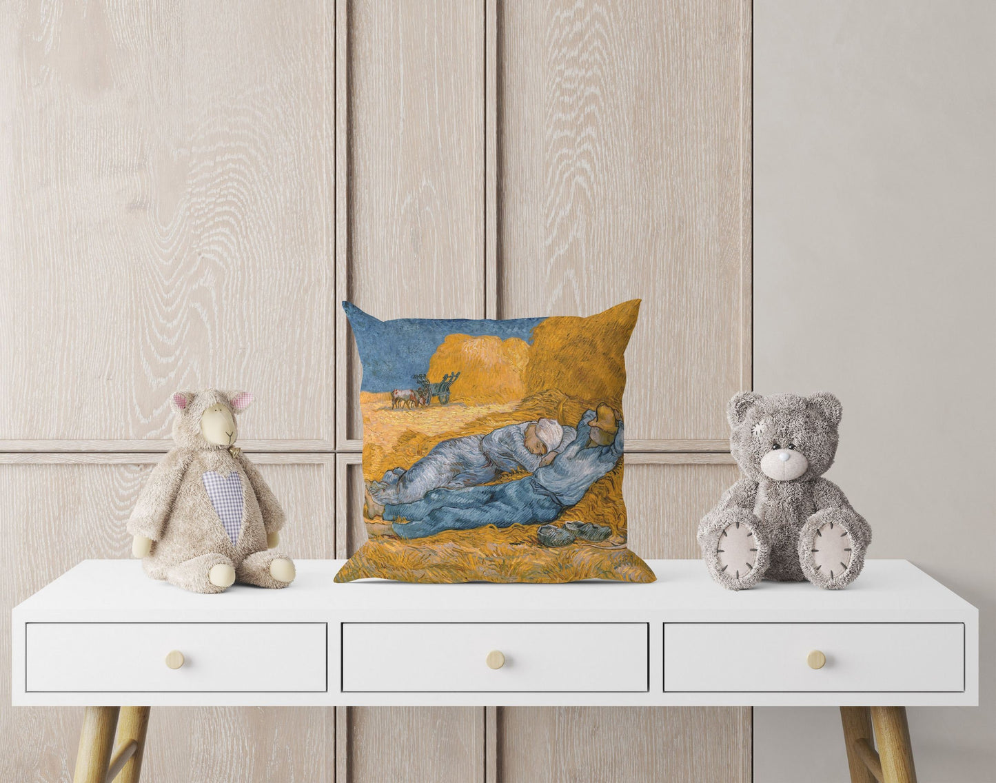 Vincent Van Gogh Noon Rest From Work Famous Art Throw Pillow Cover, Abstract Pillow, Art Pillow, Square Pillow, Playroom Decor, Sofa Pillows
