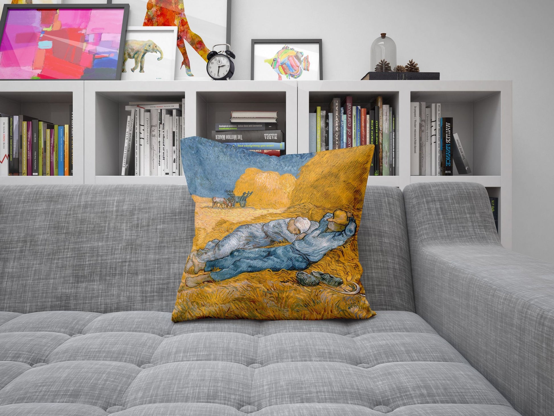 Vincent Van Gogh Noon Rest From Work Famous Art Throw Pillow Cover, Abstract Pillow, Art Pillow, Square Pillow, Playroom Decor, Sofa Pillows