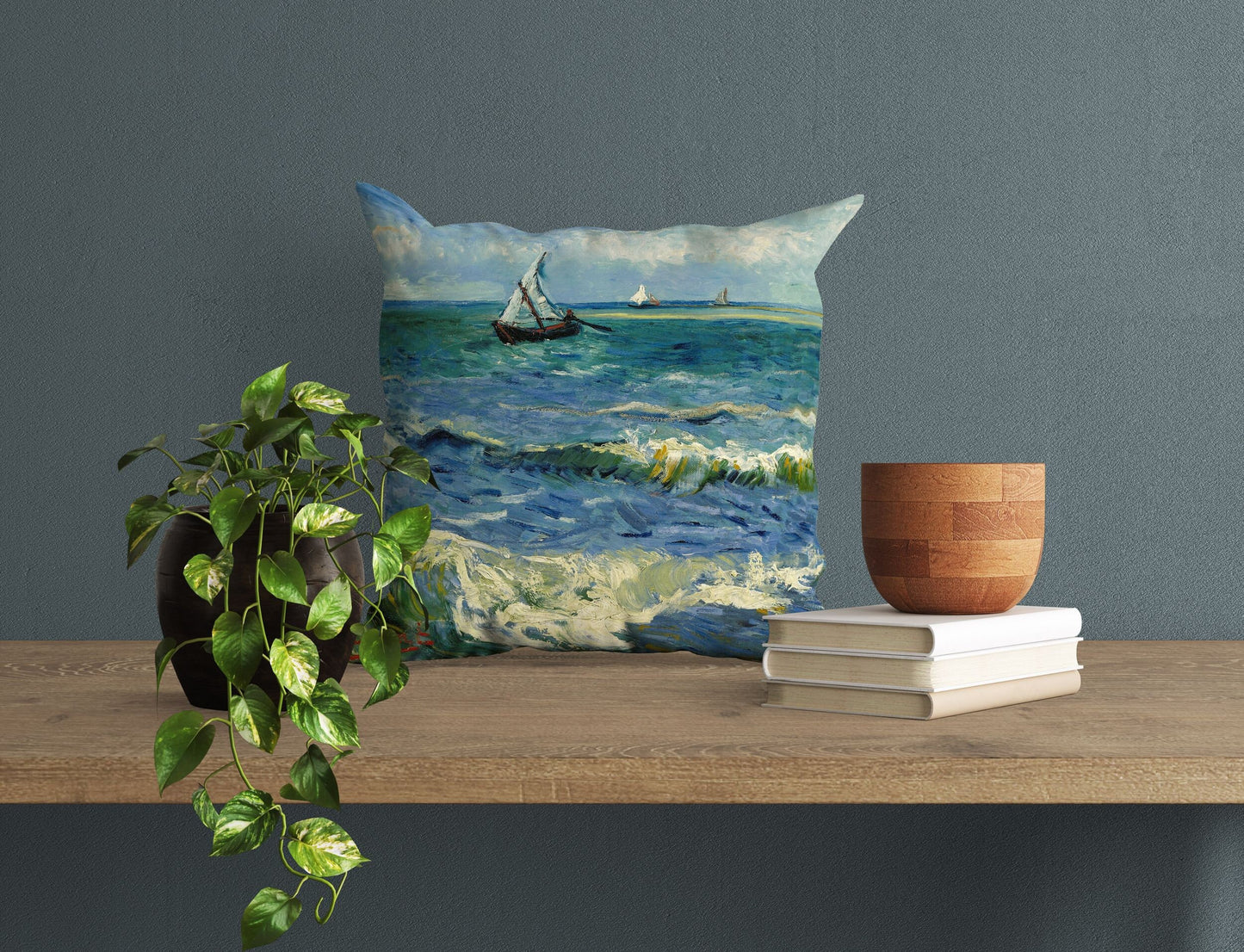 Vincent Van Gogh Seascape Near Les Saintes-Maries-De-La-Mer Famous Painting, Throw Pillow Cover, Abstract Throw Pillow Cover, Artist Pillow