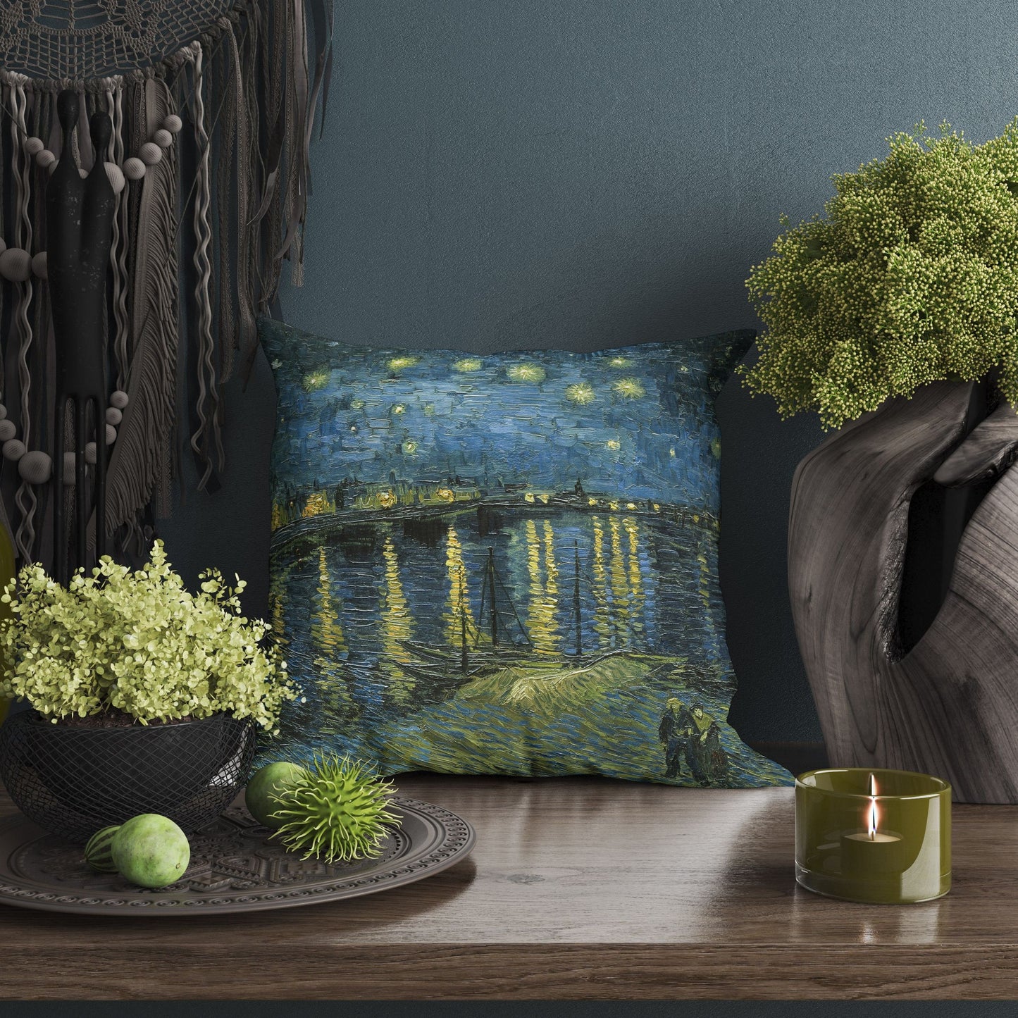 Vincent Van Gogh Starry Night Over The Rhone Famous Painting, Toss Pillow, Abstract Throw Pillow, Artist Pillow, Blue Pillow, Modern Pillow