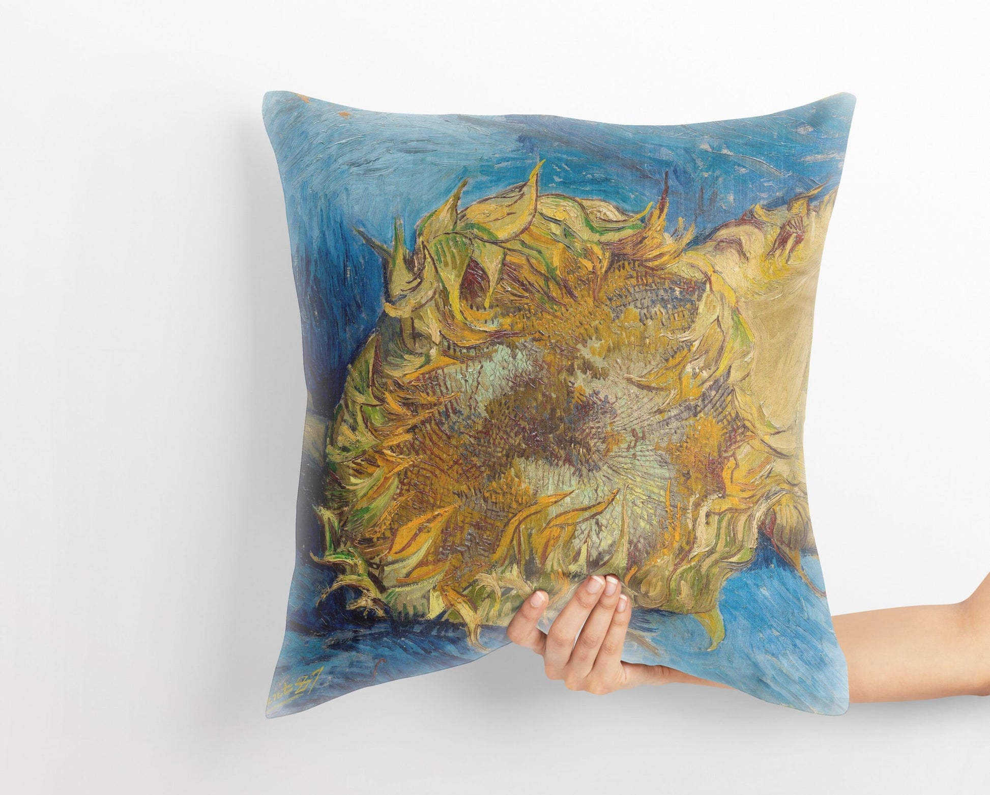 Vincent Van Gogh Sunflowers Famous Painting Throw Pillow Cover, Soft Pillow Cases, Bright Yellow Pillow, Farmhouse Pillow