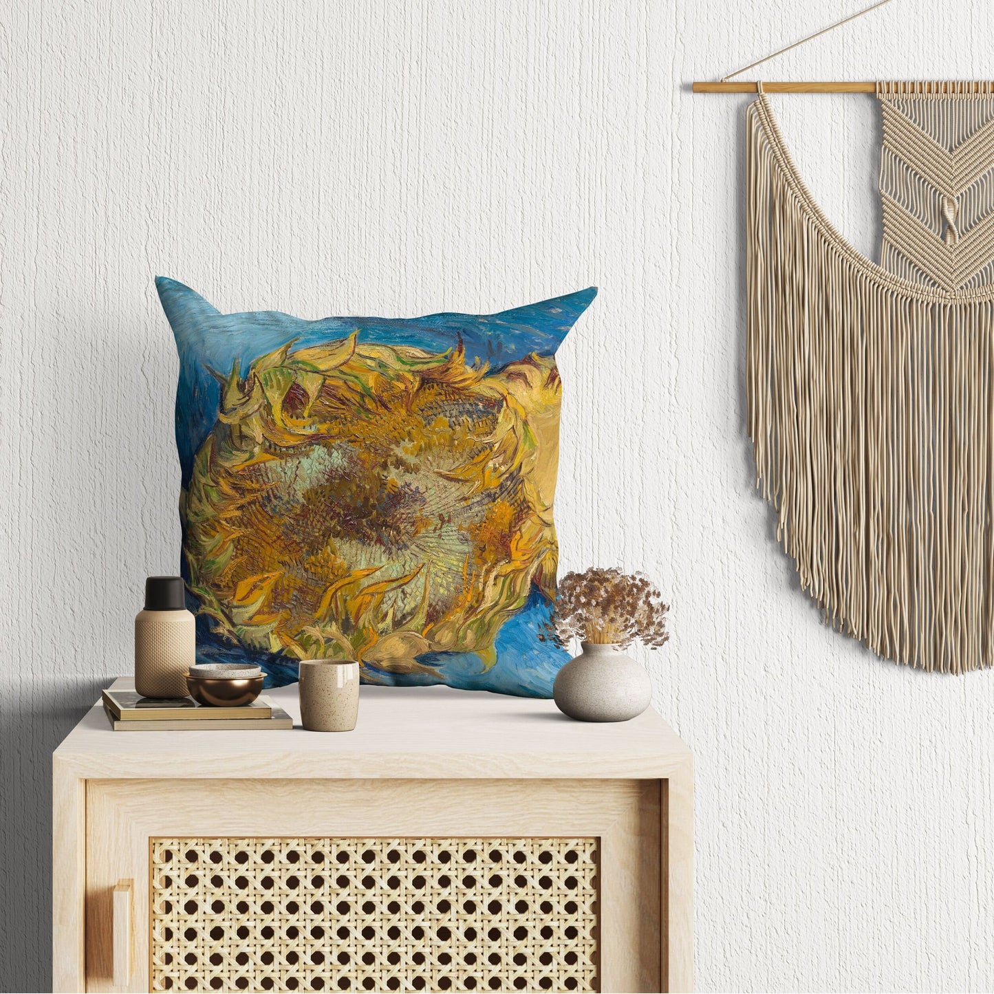 Vincent Van Gogh Sunflowers Famous Painting Throw Pillow Cover, Soft Pillow Cases, Bright Yellow Pillow, Farmhouse Pillow