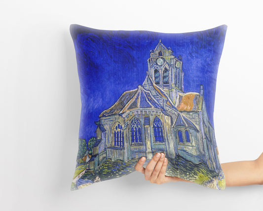 Vincent Van Gogh Famous Painting The Church In Auvers-Sur-Oise, Tapestry Pillows, Abstract Pillow, Playroom Decor, Indoor Pillow Cases