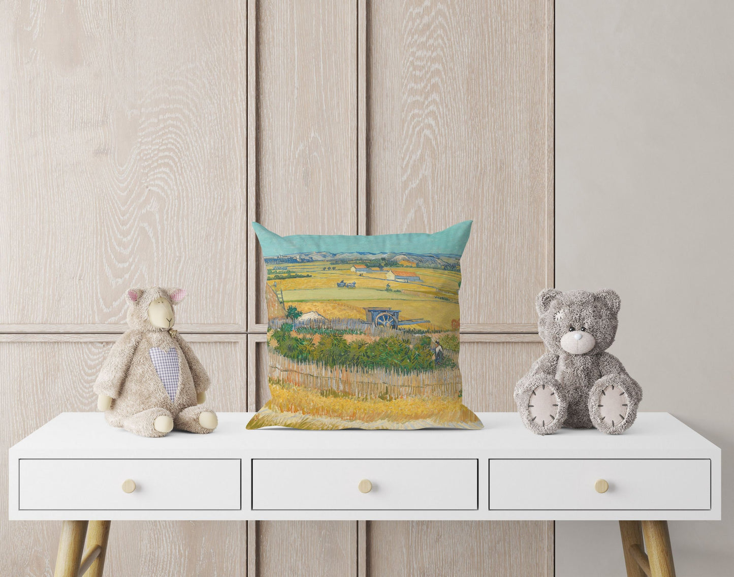 Vincent Van Gogh Famous Painting The Harvest, Decorative Pillow, Abstract Pillow, Art Pillow, Bright Yellow Pillow, Modern Pillow