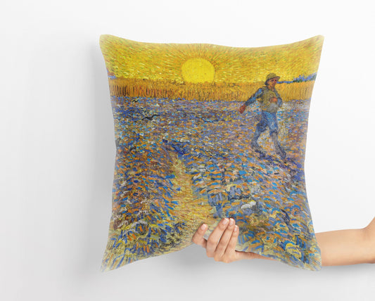 Vincent Van Gogh Famous Art The Sower, Throw Pillow, Abstract Pillow, Art Pillow, Bright Yellow Pillow, 22X22 Pillow Cover