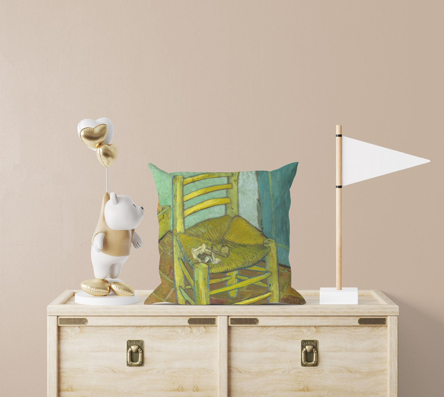 Vincent Van Gogh Famous Art Emty Chair 1888, Throw Pillow Cover, Abstract Throw Pillow, Post-Impressionist Pillow, 22X22 Pillow Cover