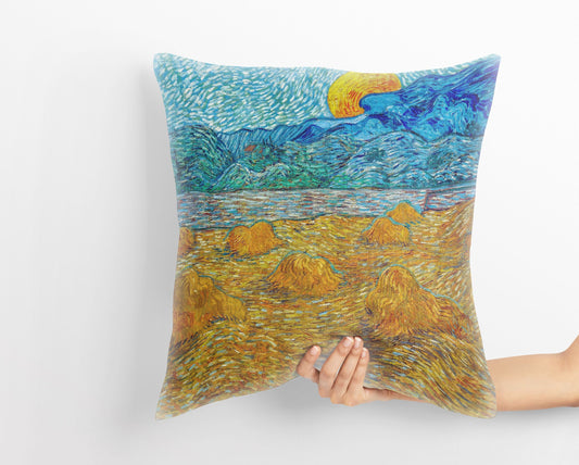 Vincent Van Gogh Famous Art Evening Landscape With Rising Moon, Decorative Pillow, Throw Pillow, Soft Pillow Cases, Contemporary Pillow