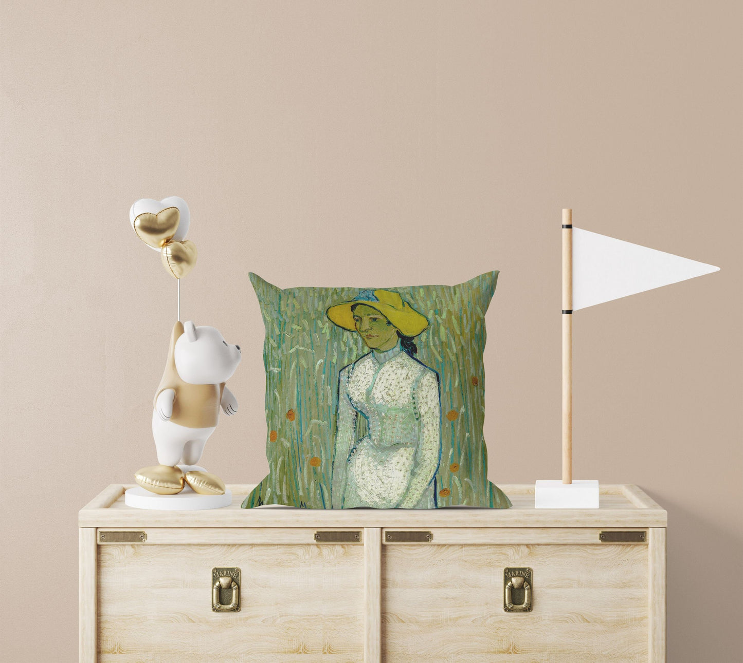 Vincent Van Gogh Famous Art Girl In White, Toss Pillow, Abstract Pillow, Art Pillow, Green Pillow Cases, 22X22 Pillow Cover, Sofa Pillows