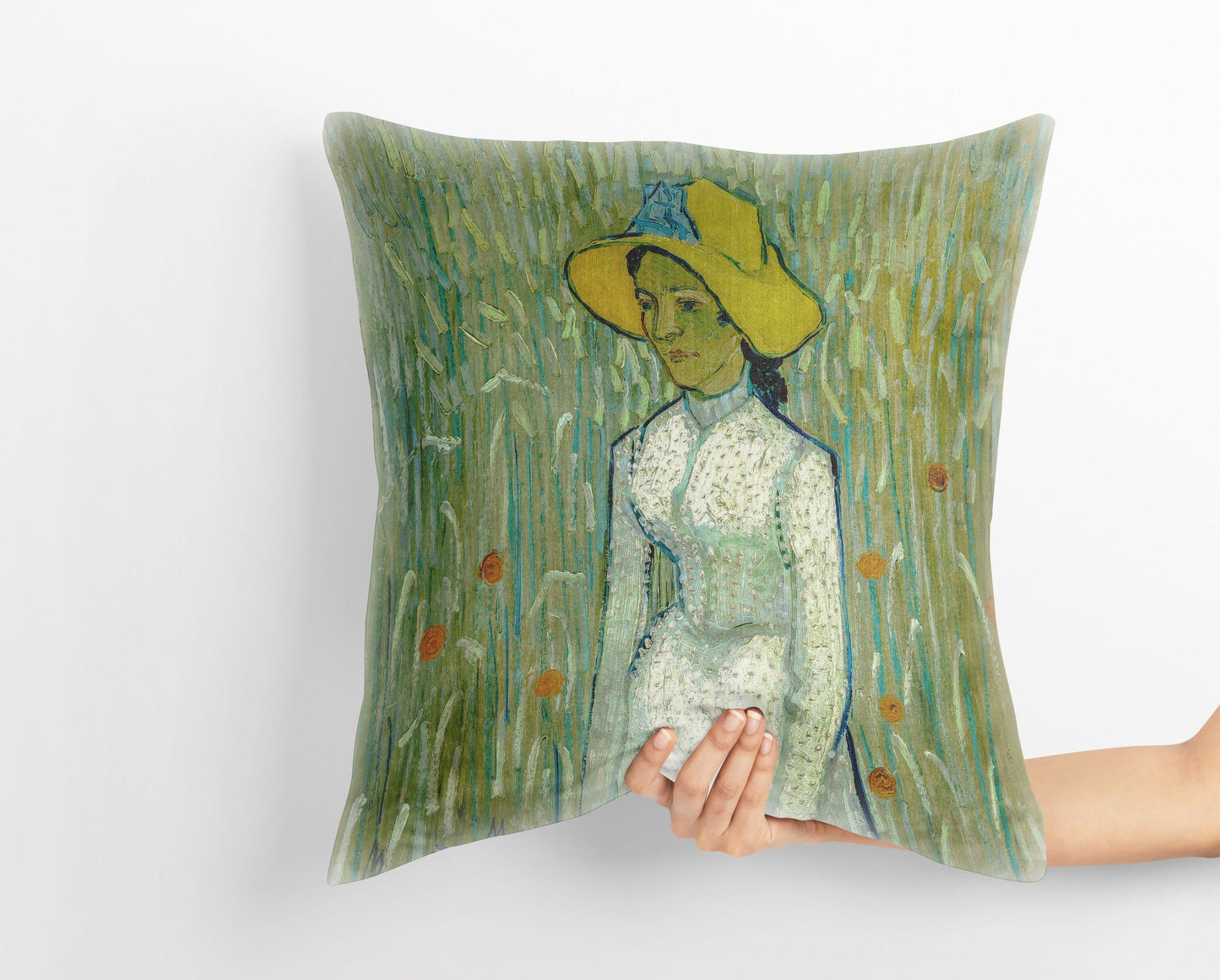 Vincent Van Gogh Famous Art Girl In White, Toss Pillow, Abstract Pillow, Art Pillow, Green Pillow Cases, 22X22 Pillow Cover, Sofa Pillows