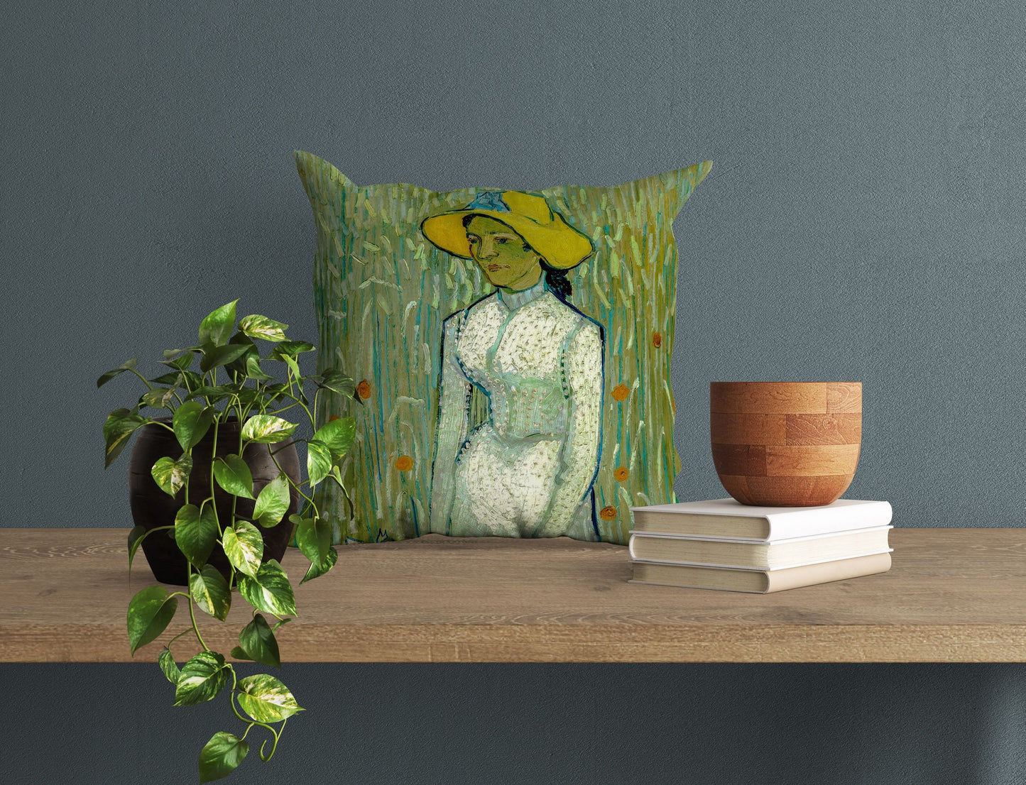 Vincent Van Gogh Famous Art Girl In White, Toss Pillow, Abstract Pillow, Art Pillow, Green Pillow Cases, 22X22 Pillow Cover, Sofa Pillows