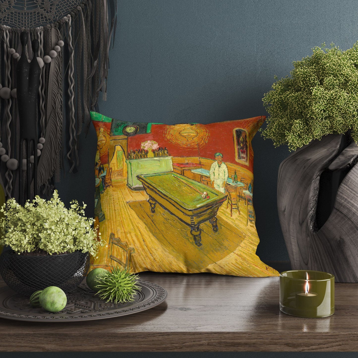 Vincent Van Gogh Famous Art Night Café, Throw Pillow, Abstract Throw Pillow Cover, Contemporary Pillow, 22X22 Pillow Cover
