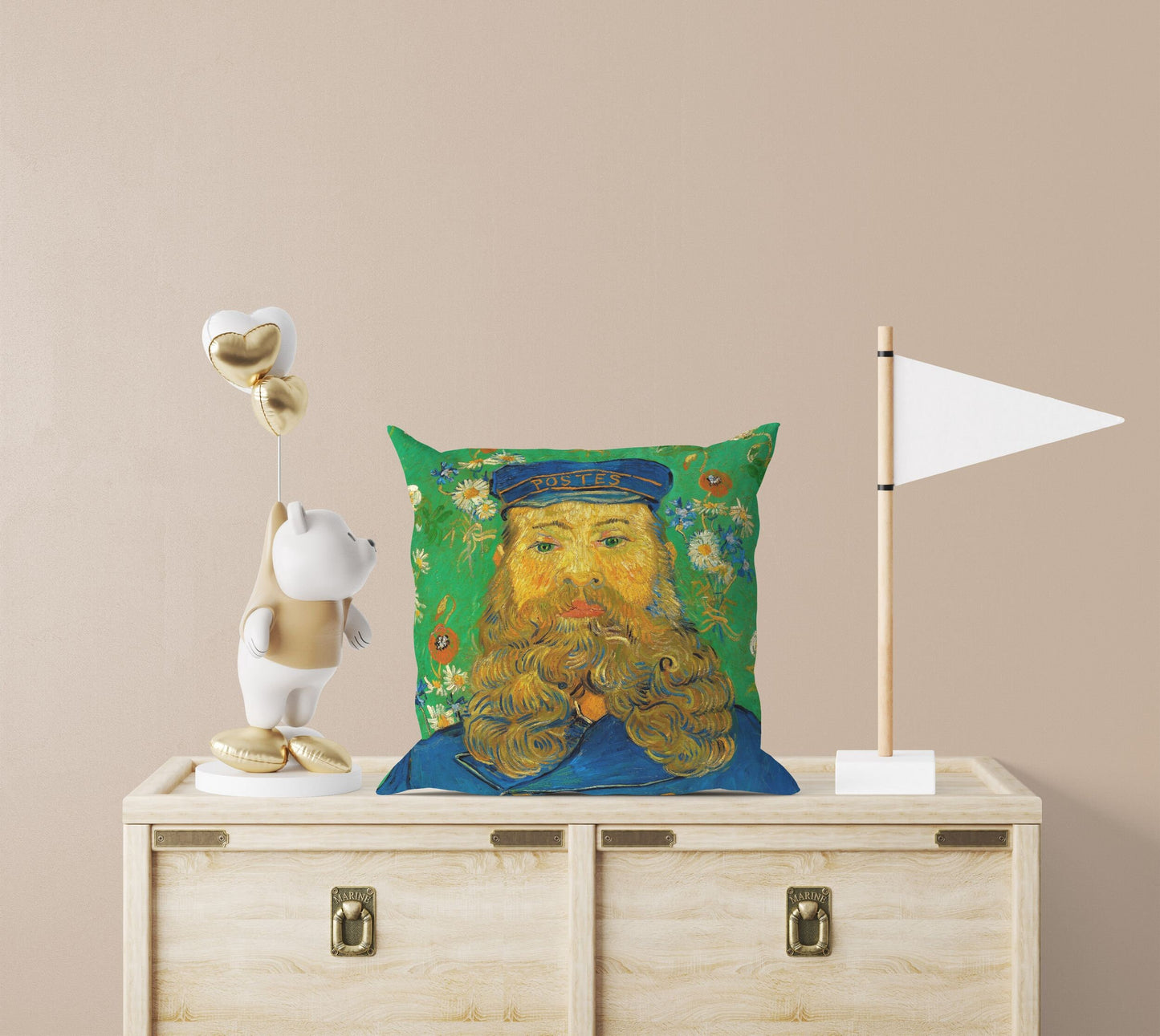 Vincent Van Gogh Famous Art Portrait Of The Postman Joseph Roulin, Pillow Case, Throw Pillow Cover, Modern Pillow, 18 X 18 Pillow Covers