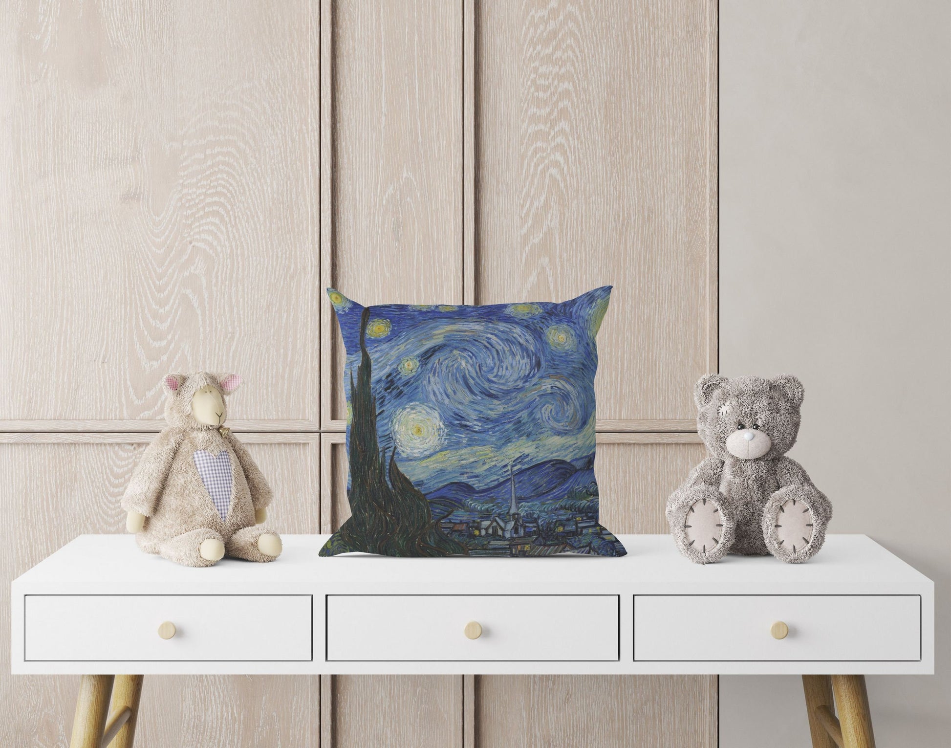 Vincent Van Gogh Starry Night Throw Pillow, Abstract Pillow, Designer Pillow, Blue Pillow, Modern Pillow, 18 X 18 Pillow Covers