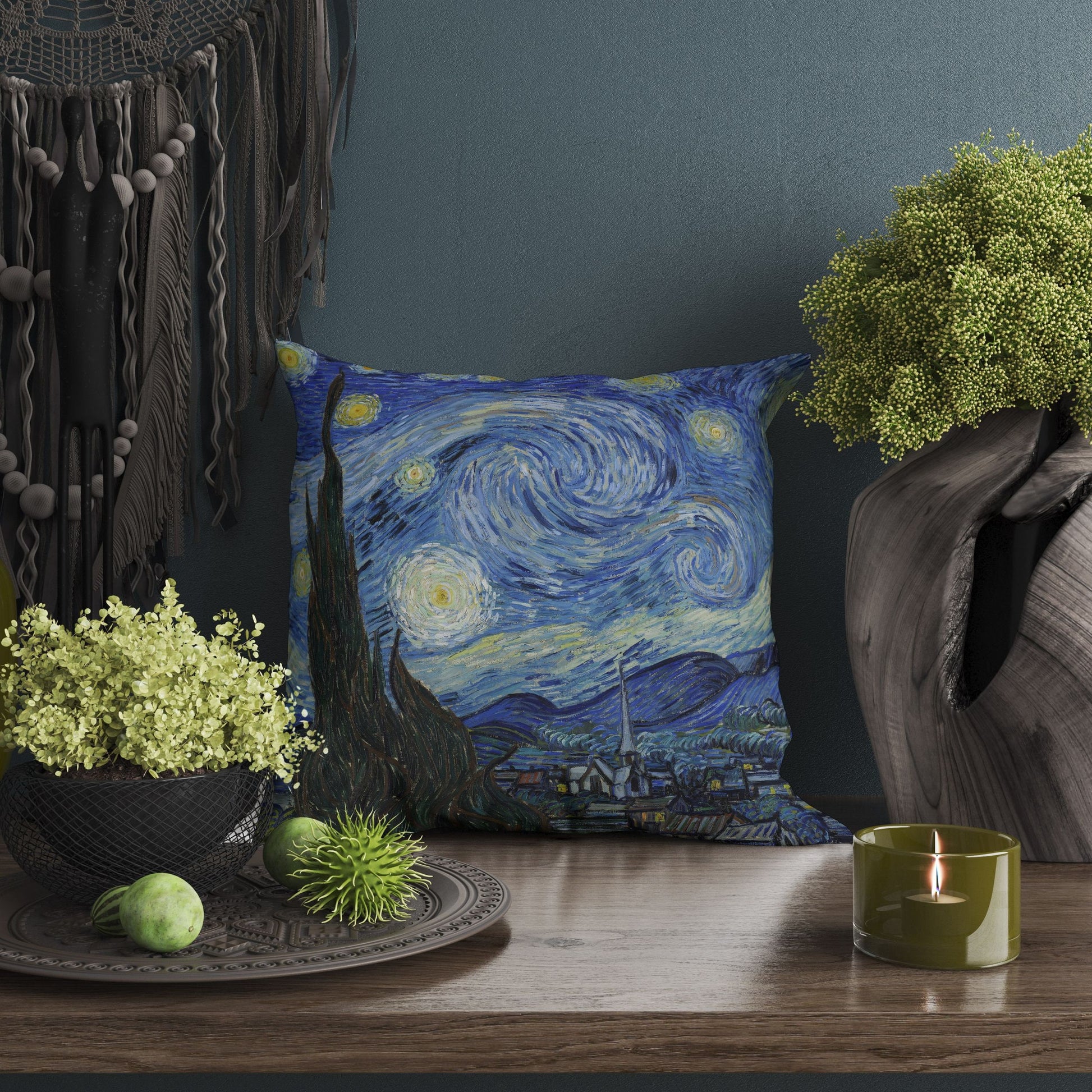 Vincent Van Gogh Starry Night Throw Pillow, Abstract Pillow, Designer Pillow, Blue Pillow, Modern Pillow, 18 X 18 Pillow Covers