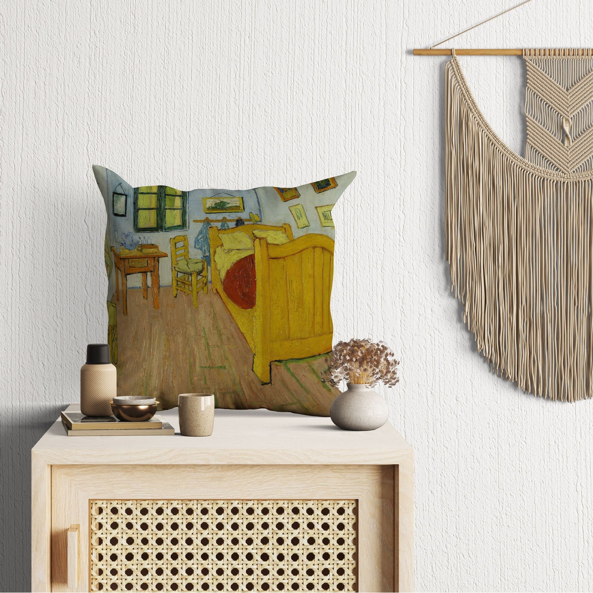 Vincent Van Gogh The Bedroom, Tapestry Pillows, Abstract Throw Pillow Cover, Art Pillow, Bright Yellow Pillow,Farmhouse Decor