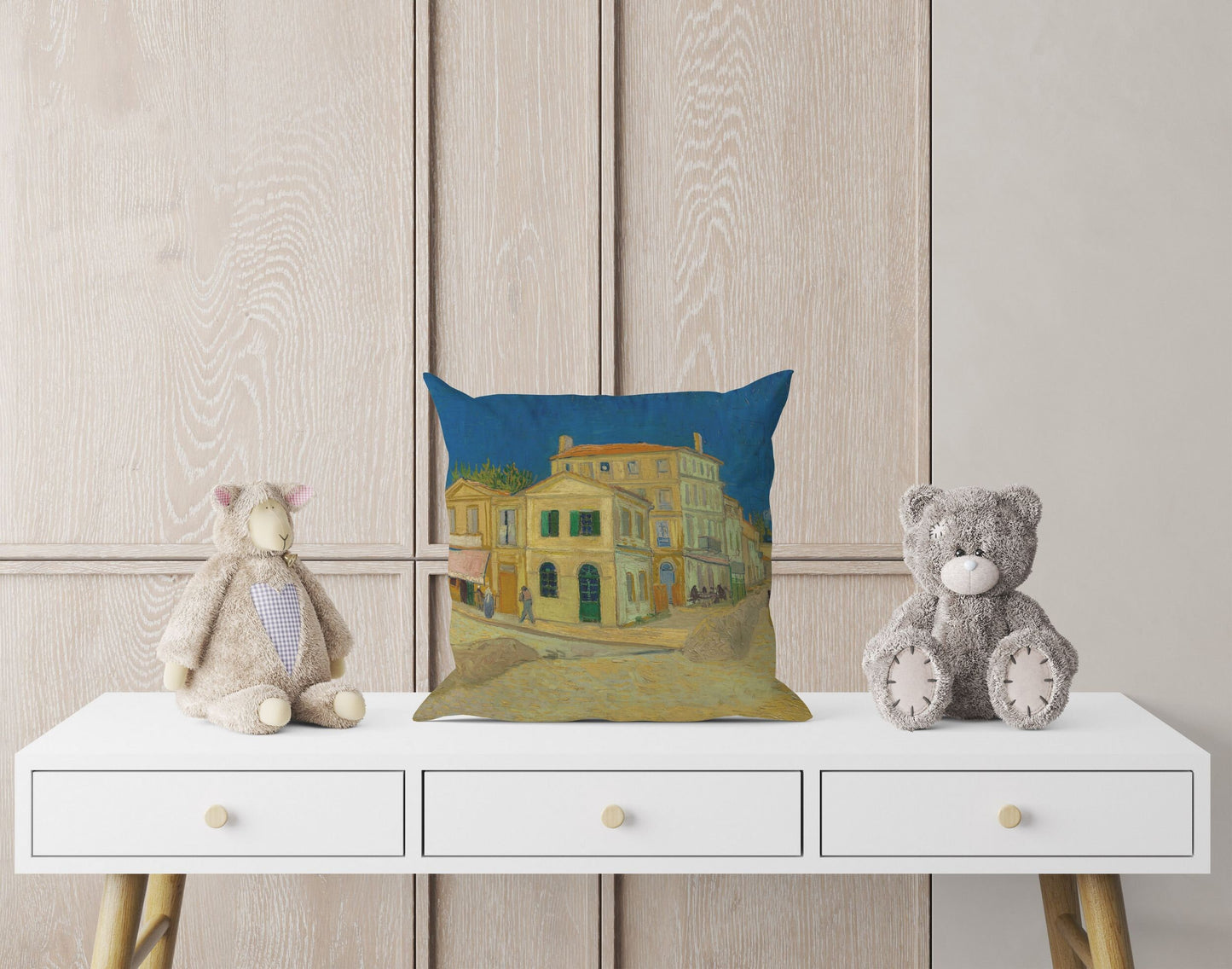 Vincent Van Gogh The Yellow House, Decorative Pillow, Abstract Pillow, Soft Pillow Cases, Blue And Yellow, Modern Pillow, Square Pillow