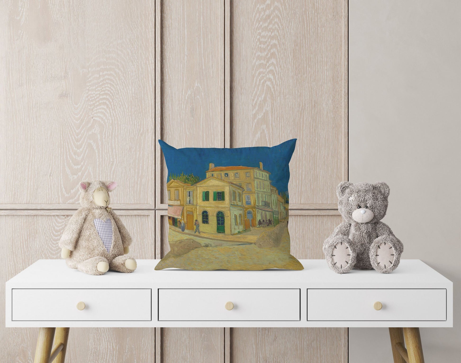 Vincent Van Gogh The Yellow House, Decorative Pillow, Abstract Pillow, Soft Pillow Cases, Blue And Yellow, Modern Pillow, Square Pillow
