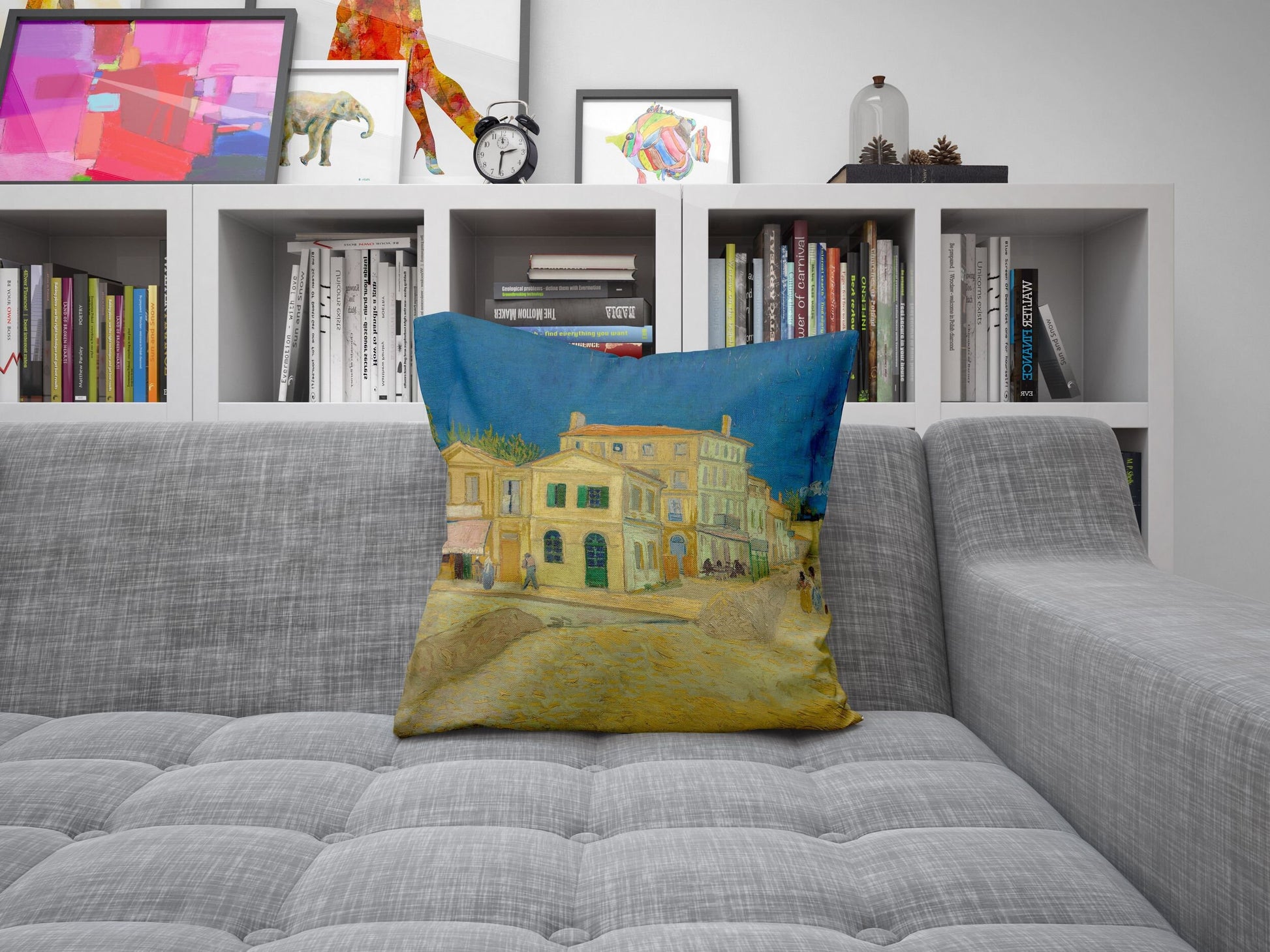 Vincent Van Gogh The Yellow House, Decorative Pillow, Abstract Pillow, Soft Pillow Cases, Blue And Yellow, Modern Pillow, Square Pillow