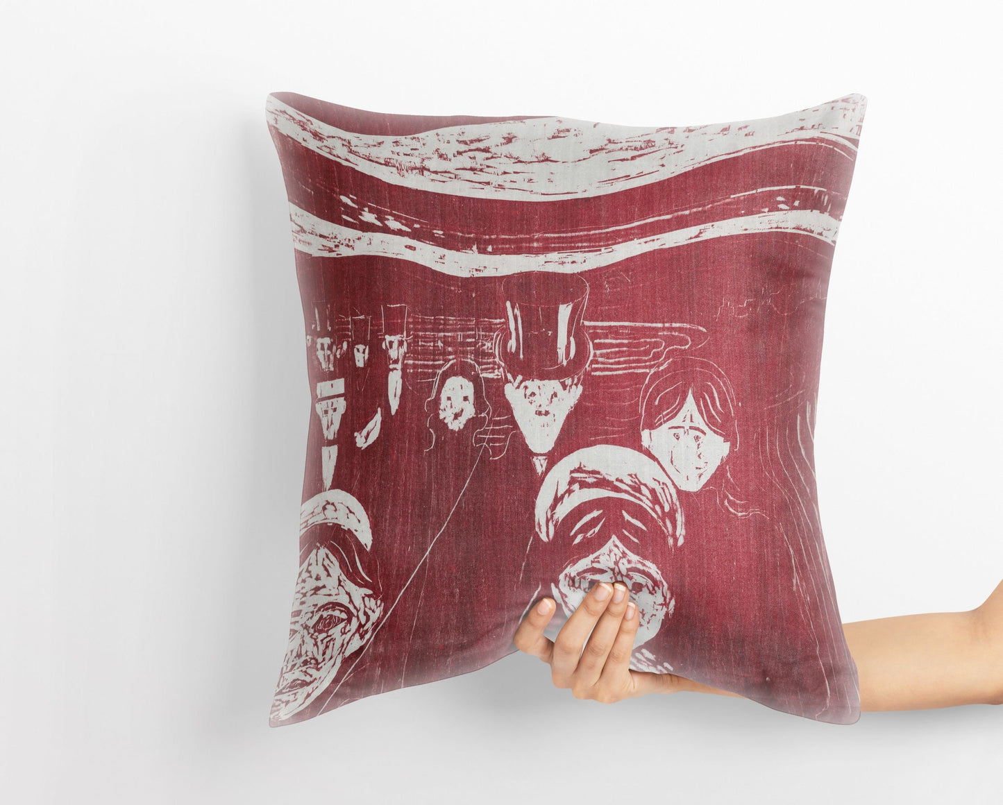 Edvard Munch Famous Art, Toss Pillow, Abstract Throw Pillow Cover, Soft Pillow Cases, Red Pillow Cases, Modern Pillow, 18 X 18 Pillow Covers