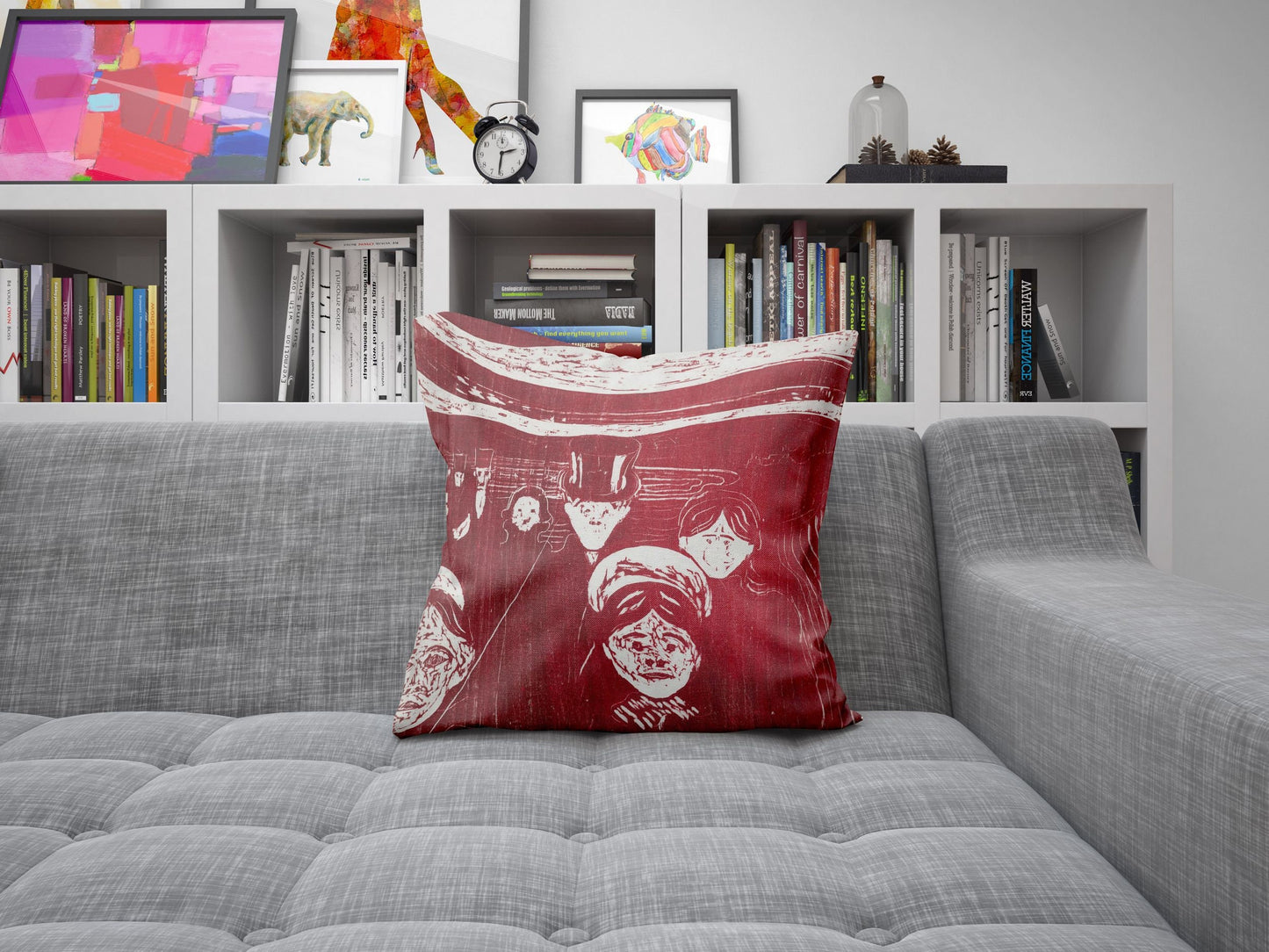 Edvard Munch Famous Art, Toss Pillow, Abstract Throw Pillow Cover, Soft Pillow Cases, Red Pillow Cases, Modern Pillow, 18 X 18 Pillow Covers