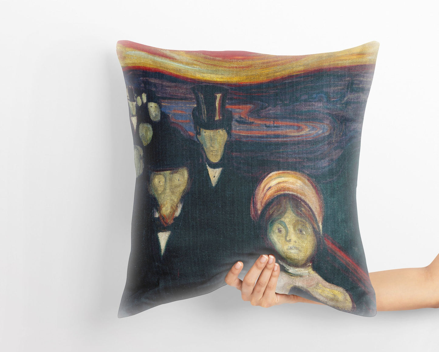 Edvard Munch Famous Art Anxiety, Pillow Case, Abstract Pillow, Soft Pillow Cases, Square Pillow, Playroom Decor, Indoor Pillow Cases