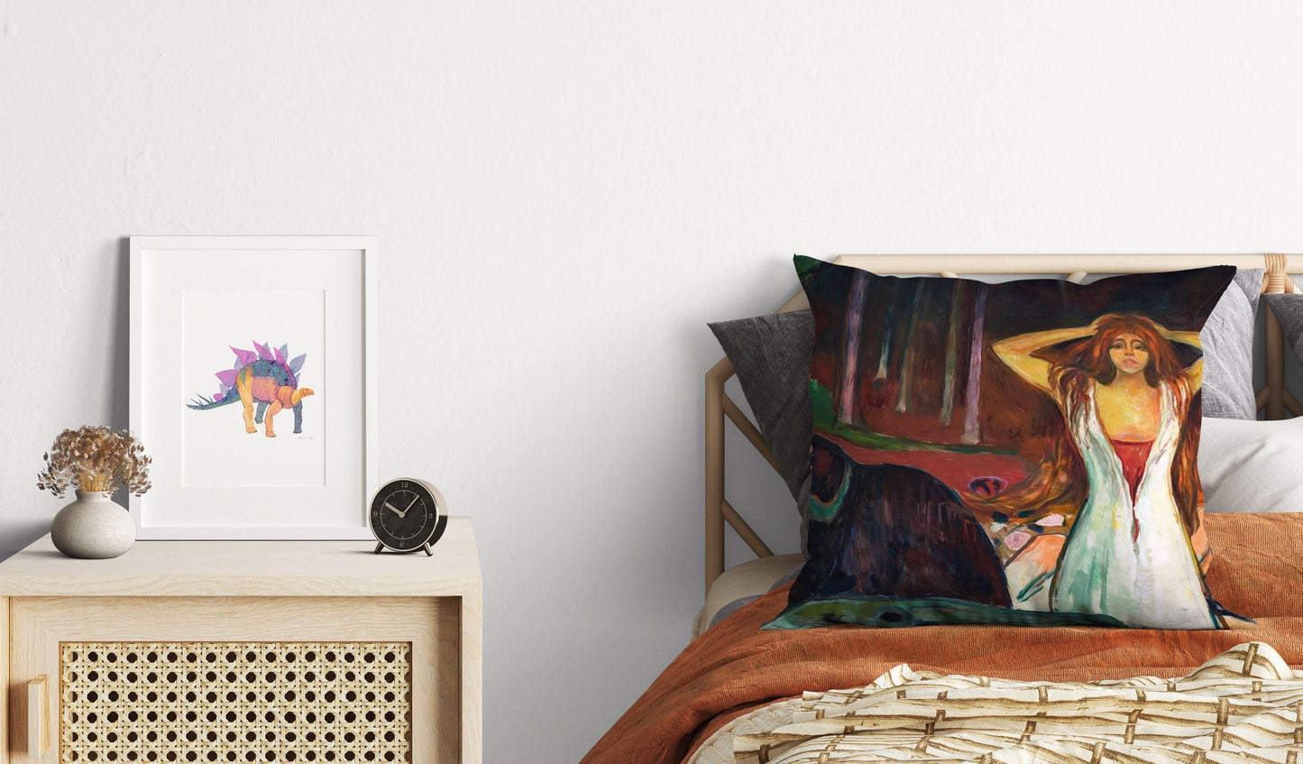 Edvard Munch Famous Art Ashes, Tapestry Pillows, Abstract Throw Pillow Cover, Artist Pillow, Black, Expressionist Pillow, Square Pillow