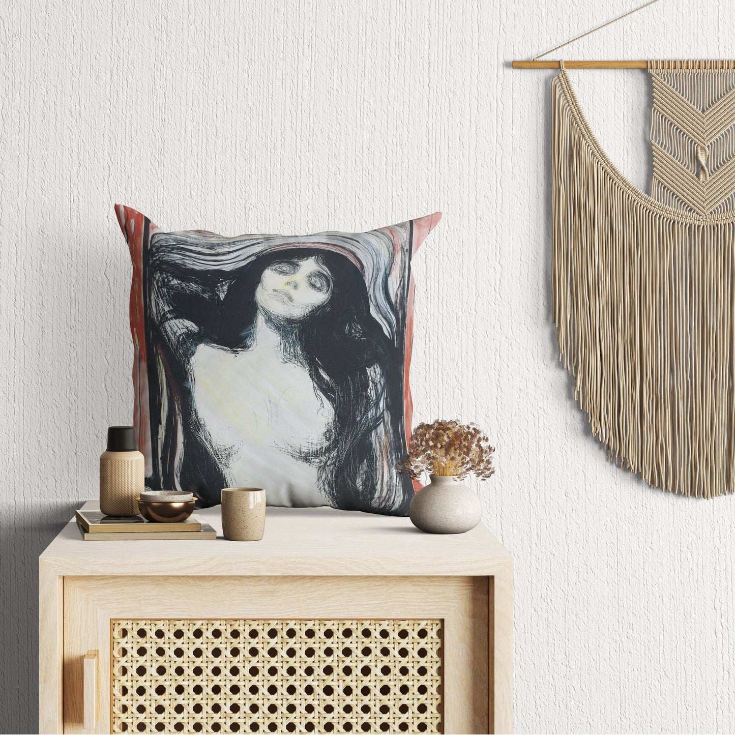 Edvard Munch Famous Art Madonna, Throw Pillow, Abstract Throw Pillow Cover, 22X22 Pillow Cover, Housewarming Gift, Sofa Pillows